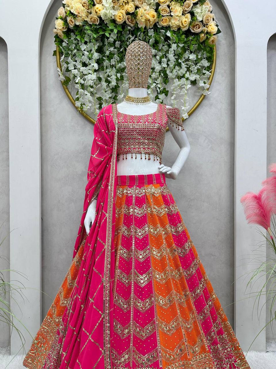 Orange and pink lehenga on sale choli