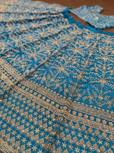 Azure and calming blue and gold Lehenga