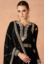 Janisha -  georgette reception readymade gown in black