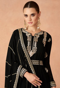Janisha -  georgette reception readymade gown in black