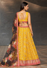 Karla collection - Yellow and black floral Lehenga