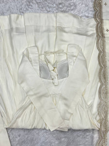 Off White Roman silk anarkali set readymade