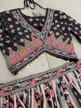 Niks collection - Black crepe silk printed lehenga (perfect for tall too)