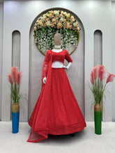 Red sparkly georgette Lehenga