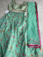 Sea green Organza silk readymade Lehenga (elbow length sleeves attached)