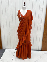 Rust ready to wear sharara saree (XS-XXL)