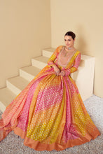 Multicoloured embroidered mustard and pink muslin anarkali