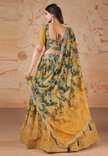 Mustard printed floral Lehenga