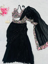 Black fishtail Lehenga saree