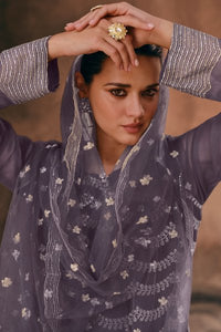 Lilac georgette embroidered sharara set