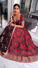 Deep red floral Lehenga