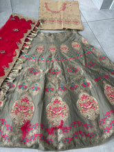 Grey and pink silk lehenga