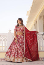 Partywear Lehenga - red viscose jacquard Lehenga