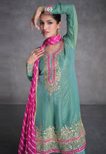 Sea green and pink palazzo set