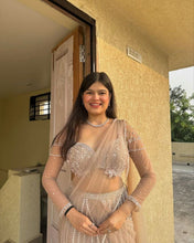 Taupe gold sequinned Lehenga (stunning blouse design)