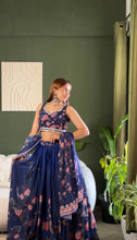 Blue floral Georgette lehenga