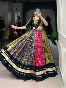 Dola silk and pure cotton multicoloured readymade Lehenga