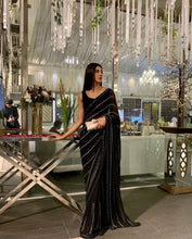 Black multi embroidery saree