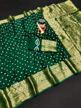 Bandhej silk saree with kanchipuram border