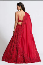 Red vichitra silk embellished Lehenga