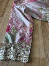 Floral printed chinon anarkali in baby pink