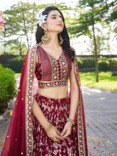 Dola silk jacquard Lehenga in maroon