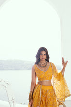 Yellow butterfly net Lehenga