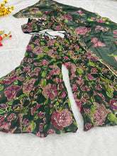 Dark green embroidered sharara style outfit