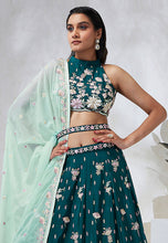 Green Lehenga with contrasting dupatta