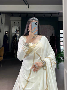 Pure rayon white readymade Lehenga