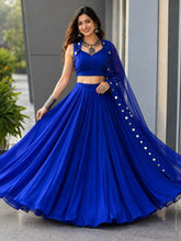 Royal blue flared cotton lehenga / Chaniya Choli