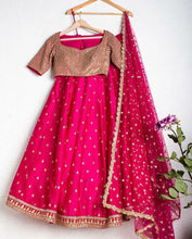 Pink and gold silk lehenga