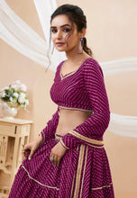 Purple leheriya Georgette Lehenga