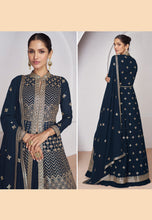 Fusion and trendiest anarkali in navy blue - readymade