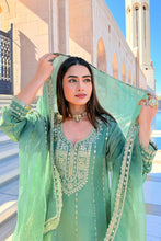 Green frock style with floral tulip pants