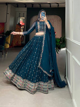 Navy blue georgette Lehenga (skirt stitched)