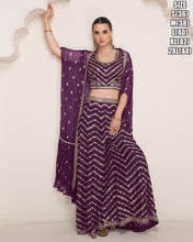 Janisha - purple embroidered flared palazzo with shrug