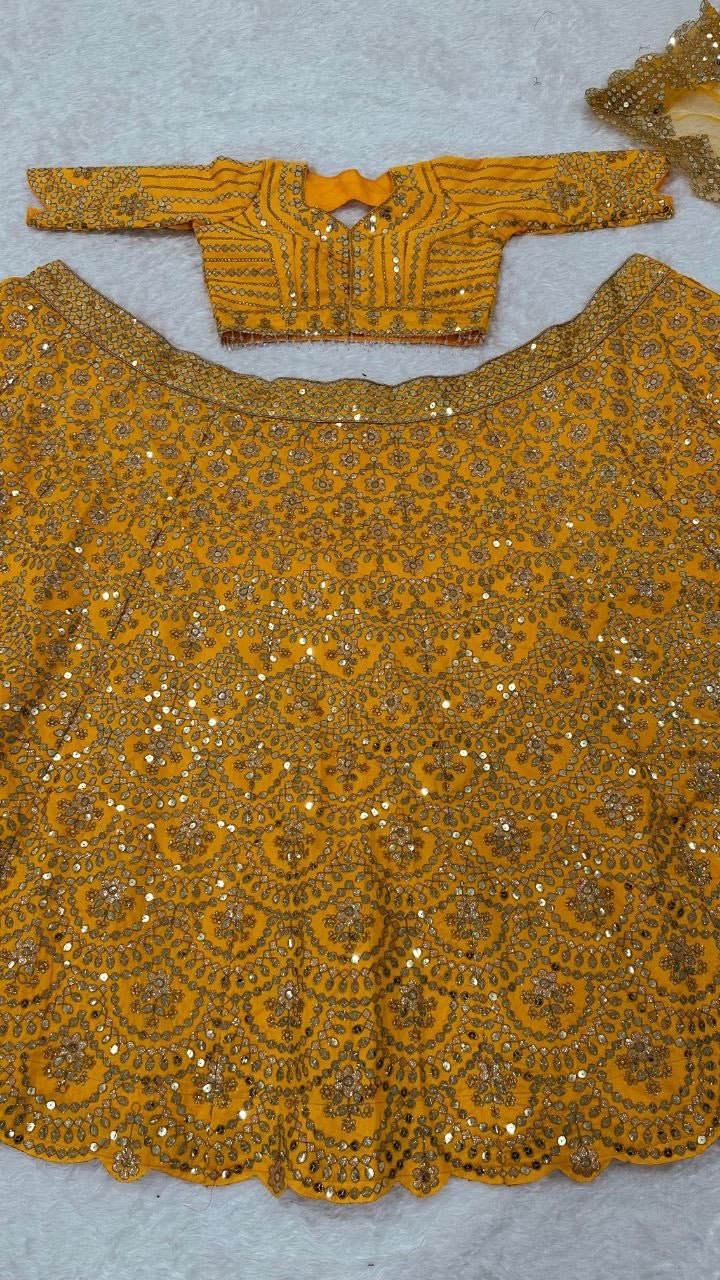 Yellow Thai silk Lehenga