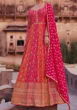 Janisha readymade pink and orange partywear anarkali