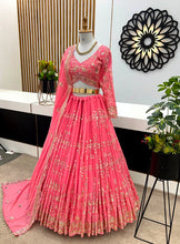 Pink georgette sequins work Lehenga