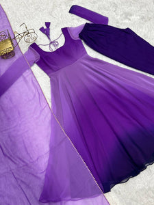 Purple shaded anarkali set readymade