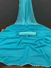 Alia Bhatt inspired blue plain saree