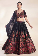 Black floral and sequins partywear lehenga