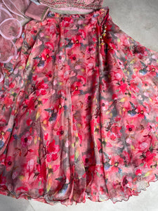 Boutique collection - pink floral Lehenga with ruffle dupatta