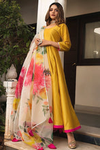 Yellow floral gown readymade