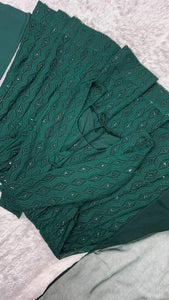Bottle green kali pattern anarkali