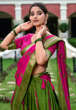Dola silk shibori print green Lehenga