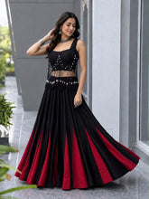 Black and red cotton Indo western lehenga