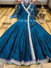 Niks collection - blue angrakha silk gown (plus size option)