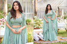 Mint green palazzo set with cape